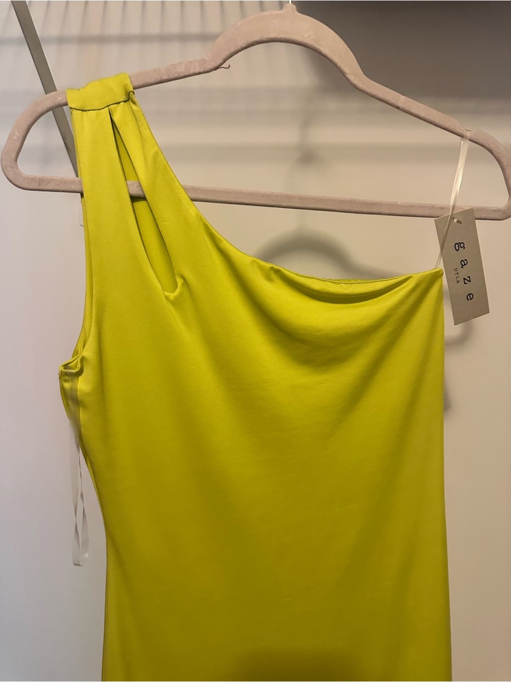 gaze One-Shoulder Dress in Bright Lime